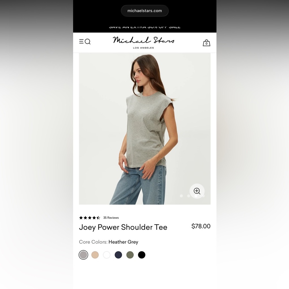 Michael Stars Gray Sleeveless V-Neck Tank